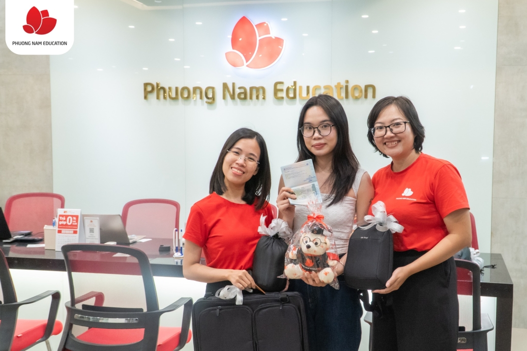 Phuong Nam Education sát cánh cùng bạn Hoàng Thị Thủy trước giờ khởi hành chuyến bay du học nghề Đức ngành Điều dưỡng