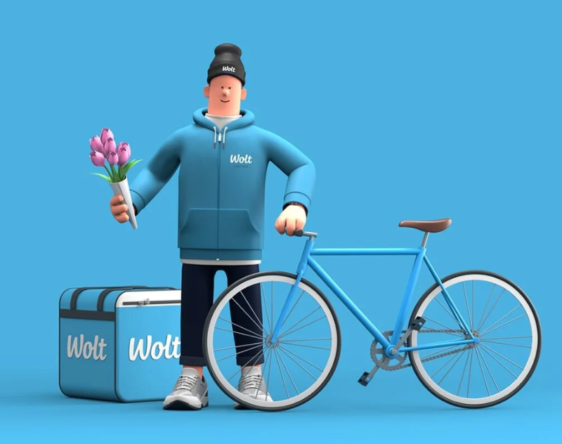 Hình ảnh thương hiệu giao đồ ăn của hãng Wolt